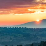 Berge Sonnenuntergang Dämmerung Ende Abend