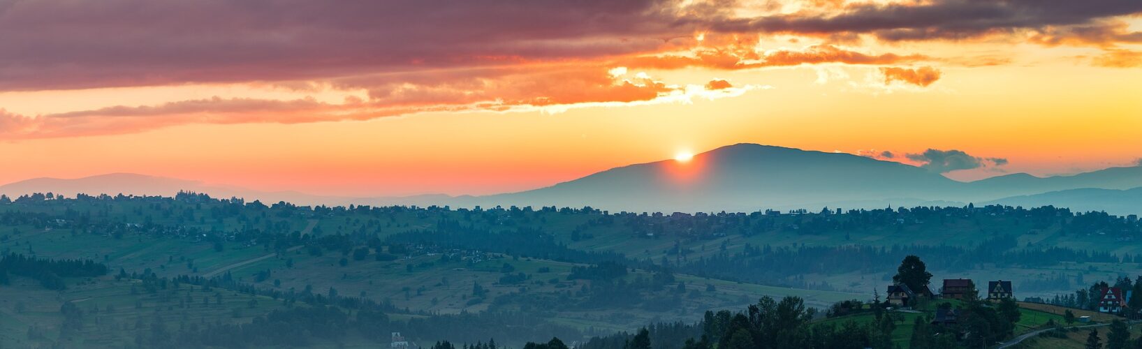 Berge Sonnenuntergang Dämmerung Ende Abend