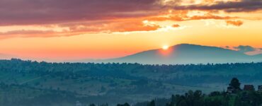 Berge Sonnenuntergang Dämmerung Ende Abend